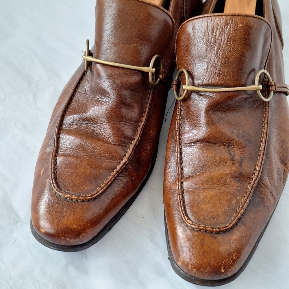 VINTAGE Rare Gucci Horsebit Brown Leather Flat Loafers - 8.5 - Picture 2 of 15